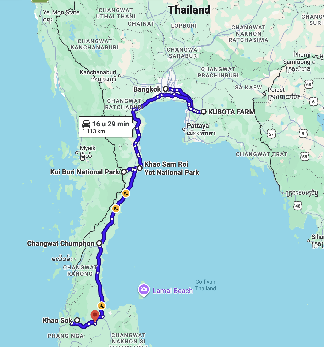Routekaart Thailand (nieuw; januari 2027)